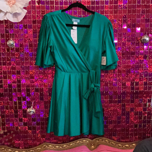 Green wrap dress