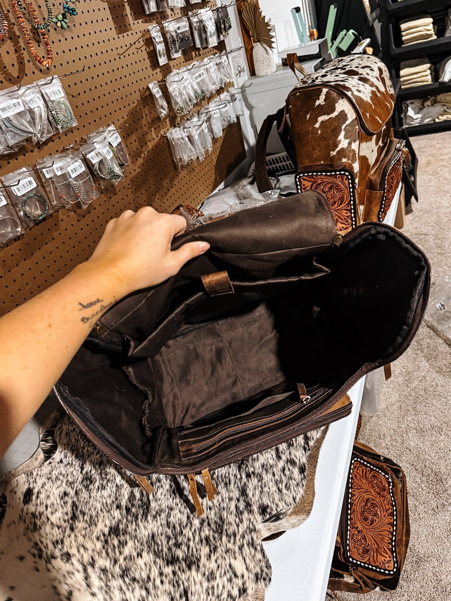 Evangeline Cowhide Backpack #80