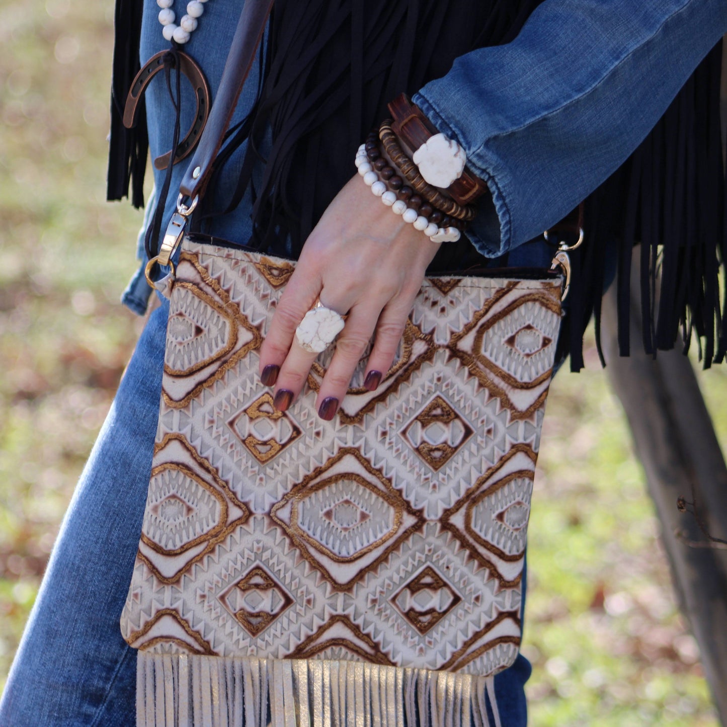 **Chunky White Turquoise Slab on Hammered Gold Cuff RingBase 012s