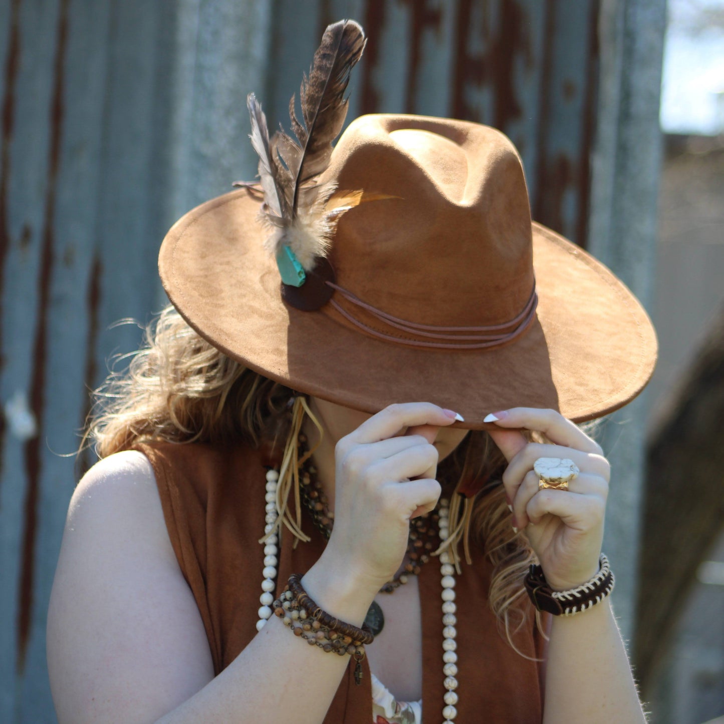 **Chunky White Turquoise Slab on Hammered Gold Cuff RingBase 012s