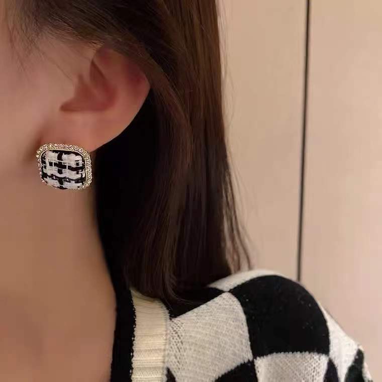 Vintage Square Fabric Geometric Earrings