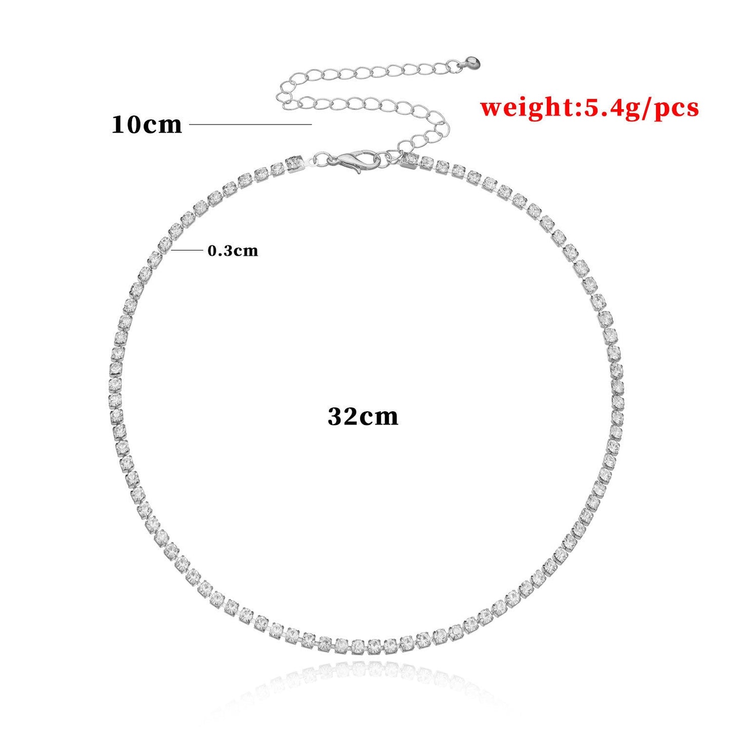 Dainty Rhinestone Tennis Chain Necklace