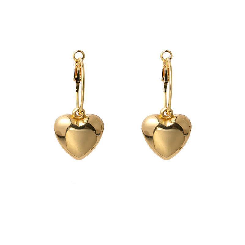 Love Heart Charm Hoop Earring
