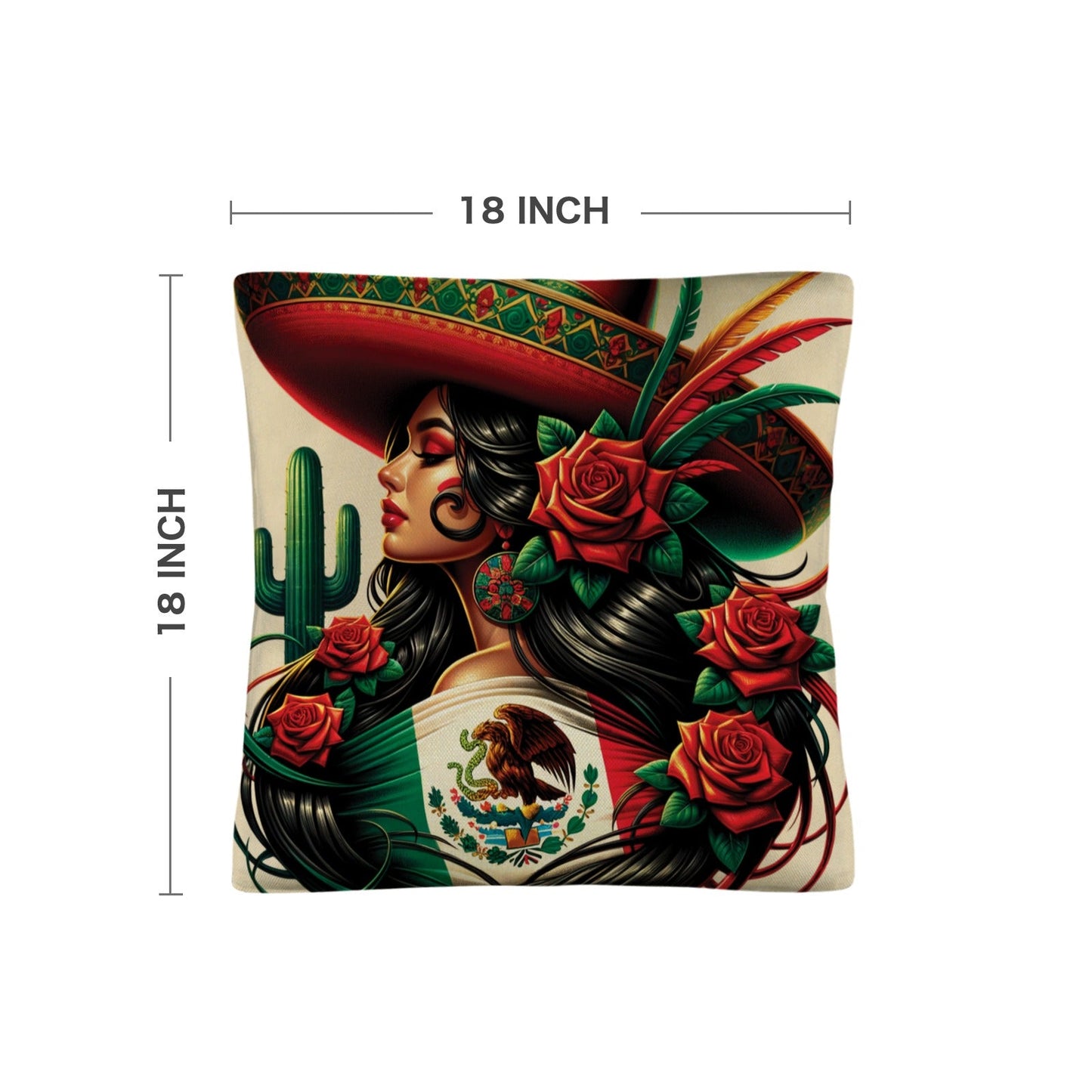 Colores De Mexico La Mexicana Pillow Case Made in America