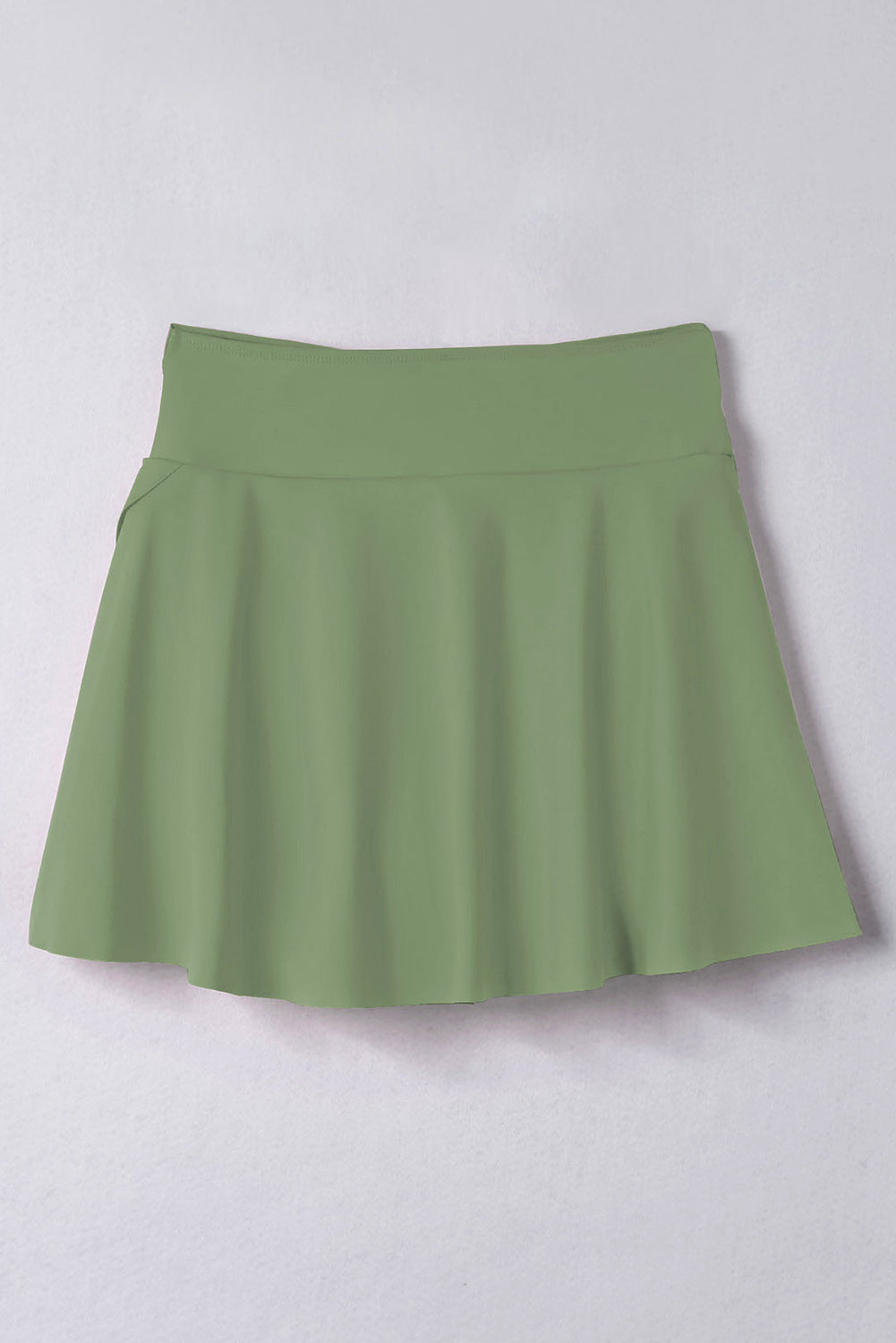 Solid Criss Cross Waist Flared Swim Skirt