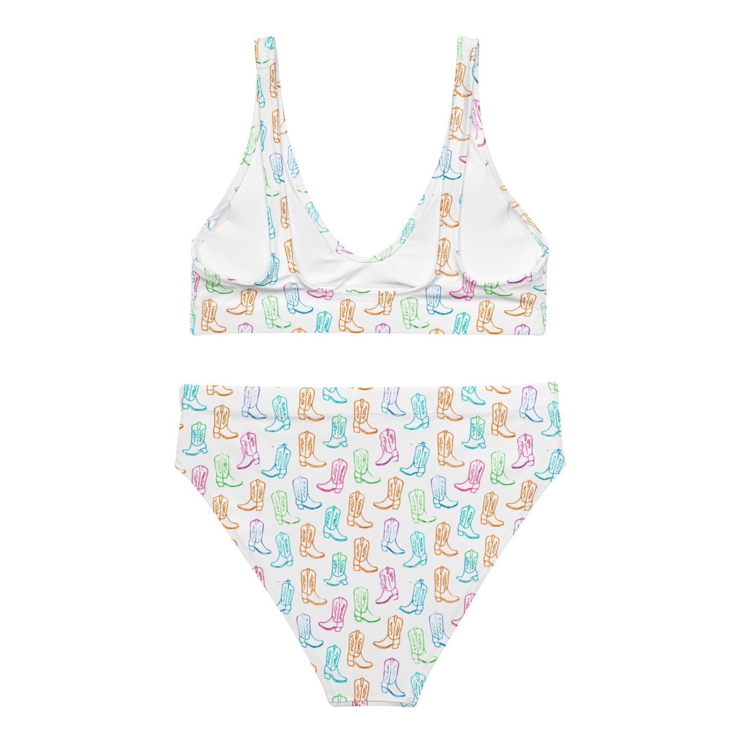 Watercolor Neon Boots High Waist Bikini