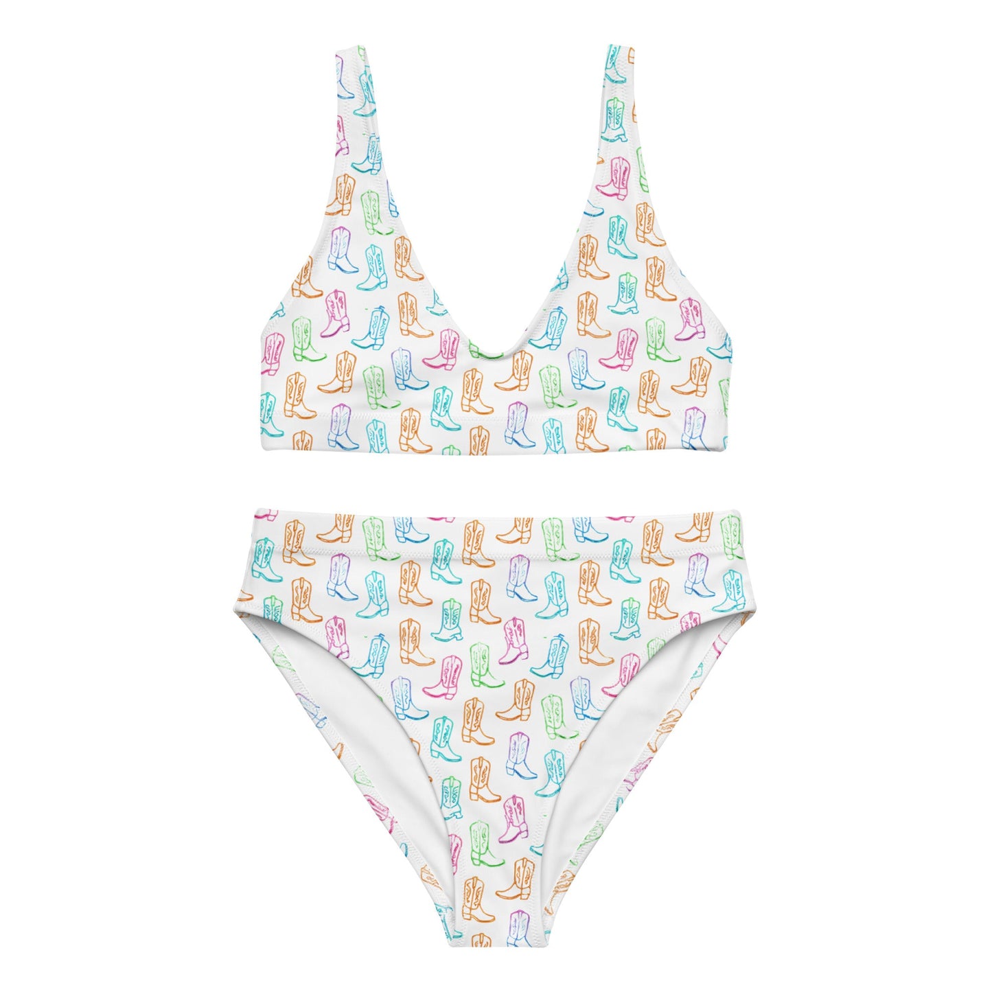 Watercolor Neon Boots High Waist Bikini