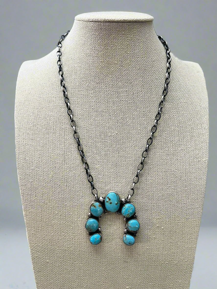 Augustine Largo Navajo Handmade Kingman Naja Necklace - 18 inch