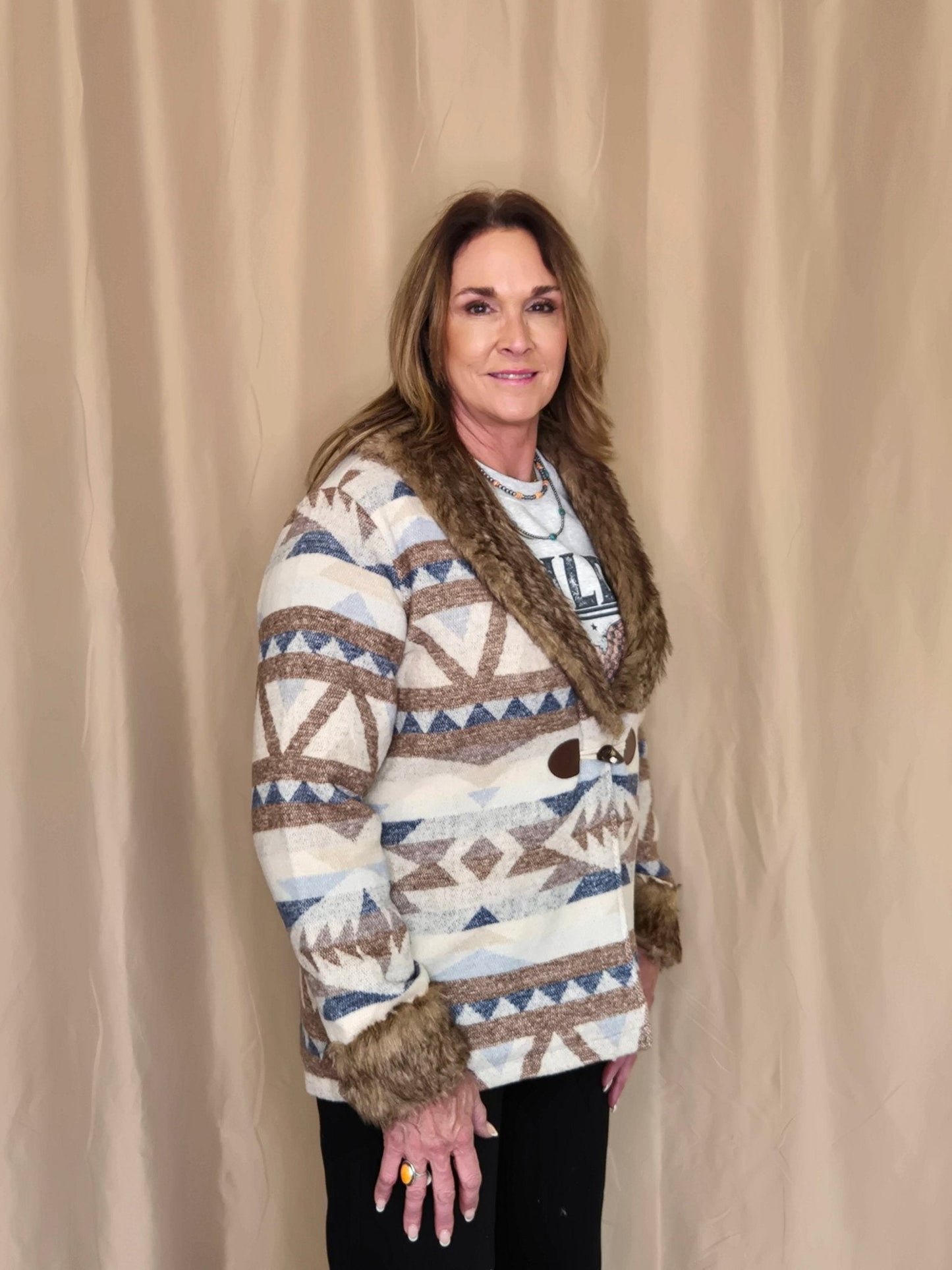 Belle of the West Fur Trimmed Coat