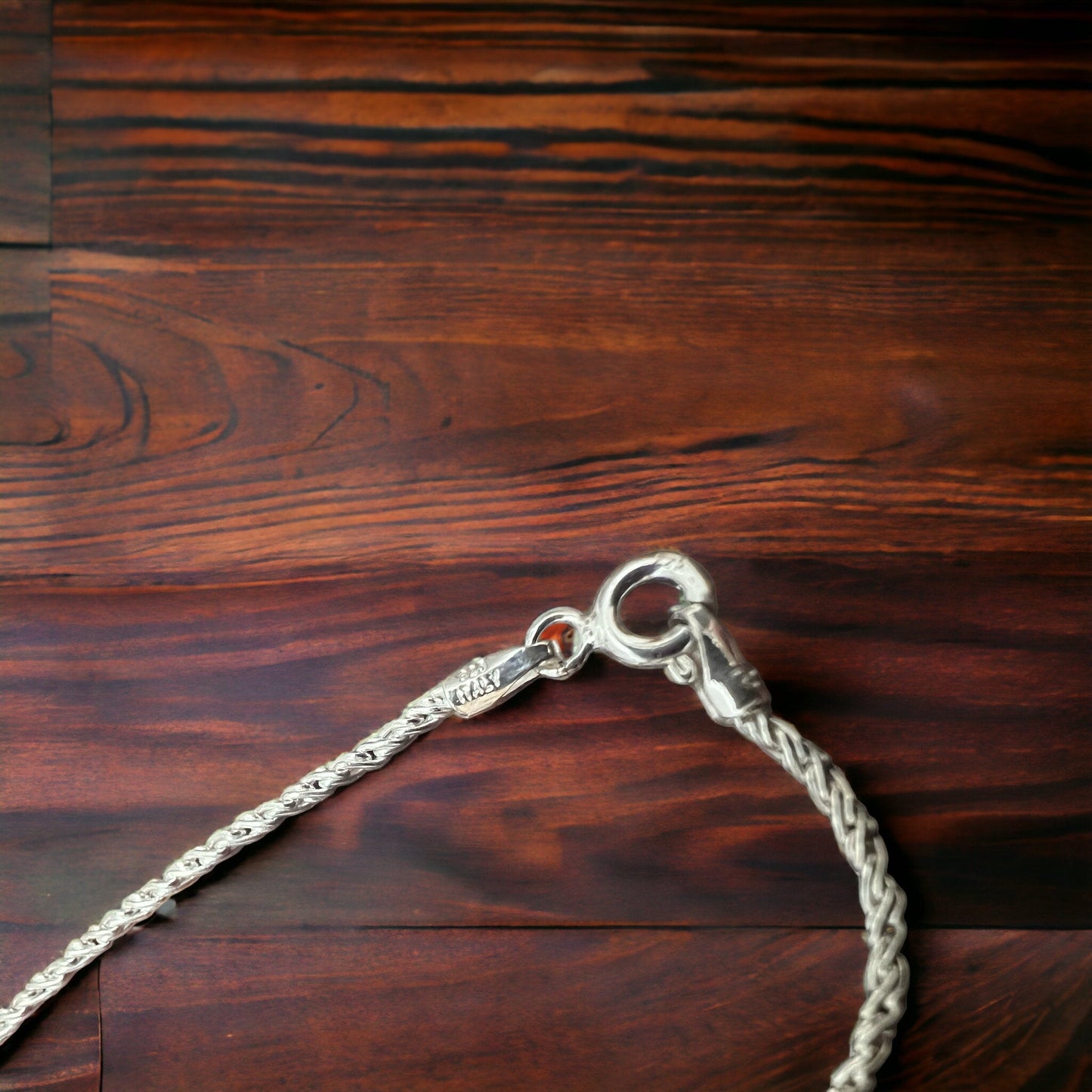 Bright Silver 1.35 mm Reverse Rope Chain - 16 inch