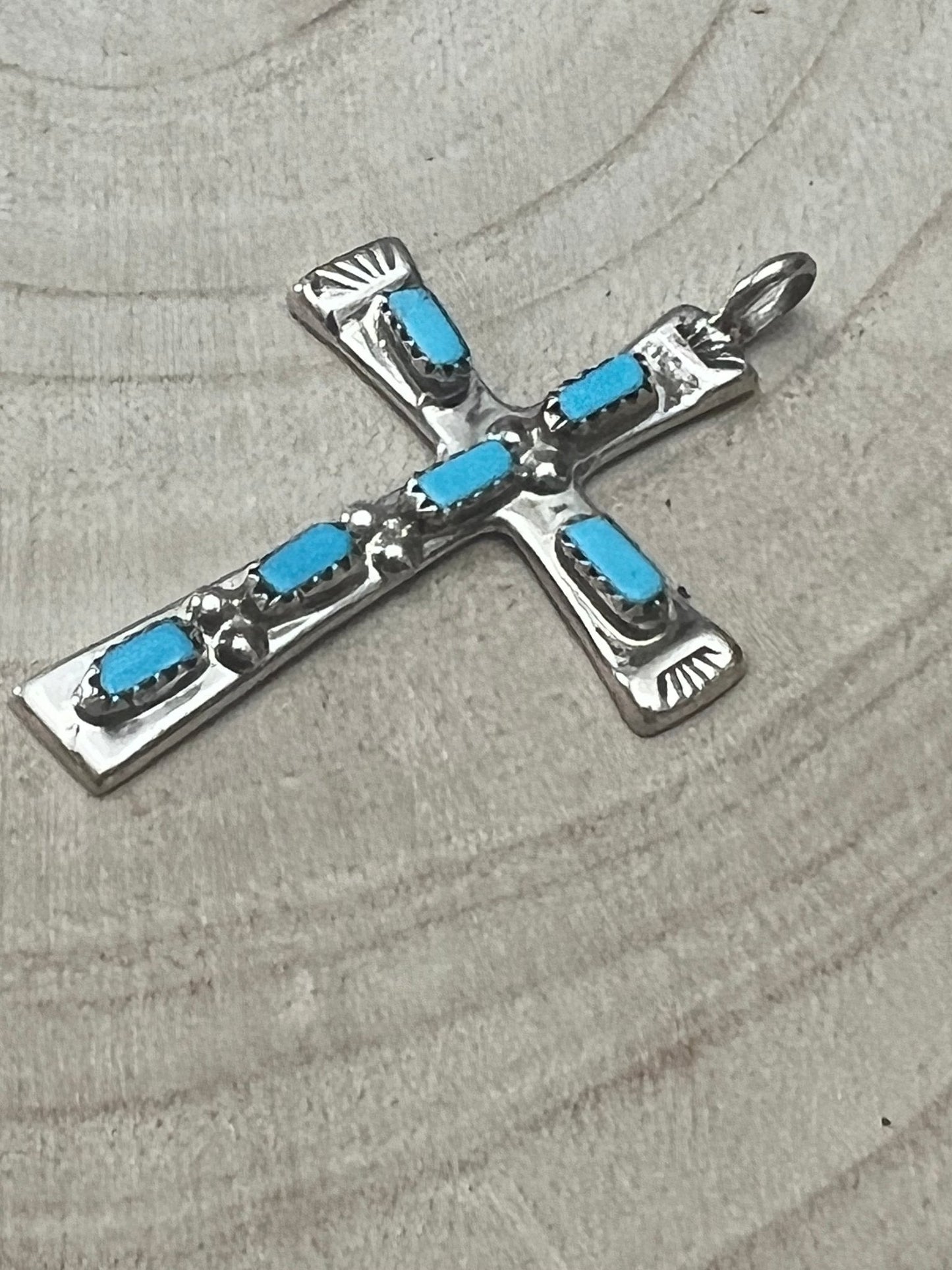 C. Iule Zuni Handmade Turquoise Cross Pendant