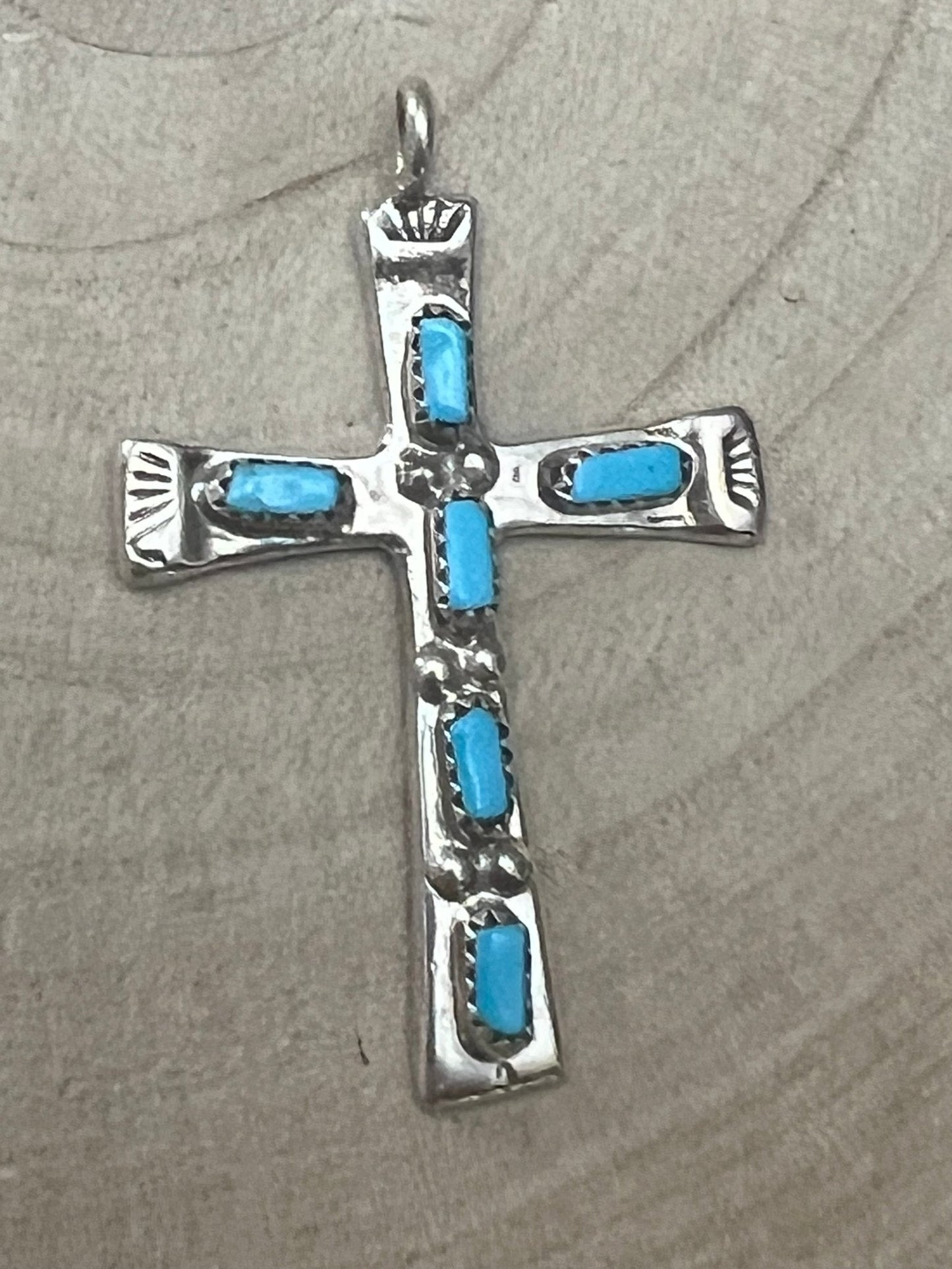C. Iule Zuni Handmade Turquoise Cross Pendant