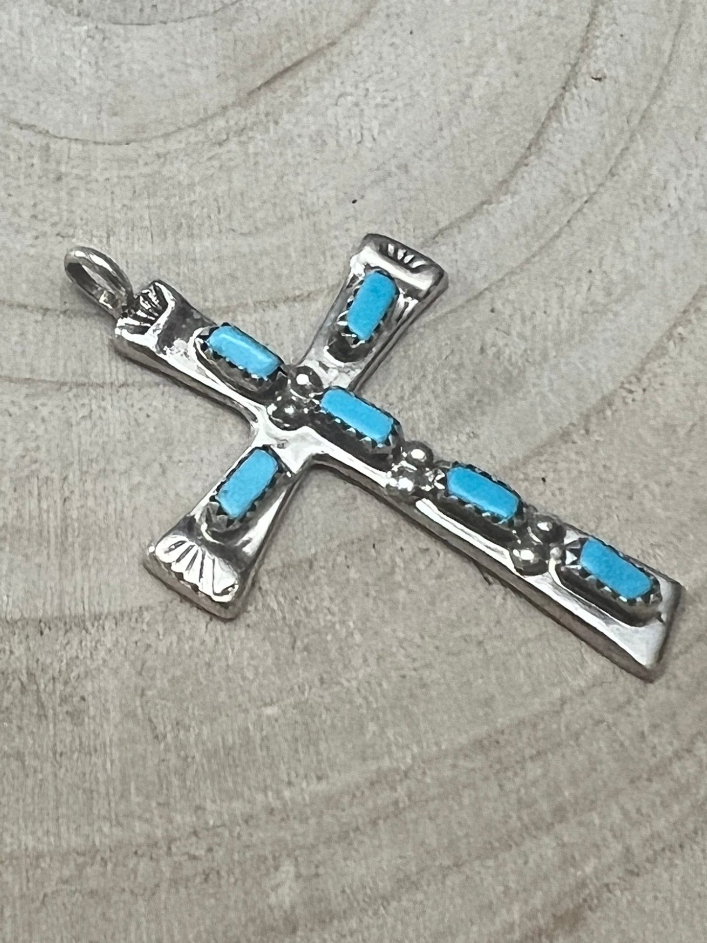 C. Iule Zuni Handmade Turquoise Cross Pendant