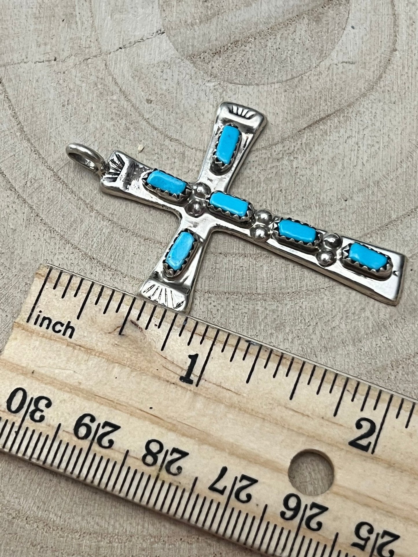 C. Iule Zuni Handmade Turquoise Cross Pendant