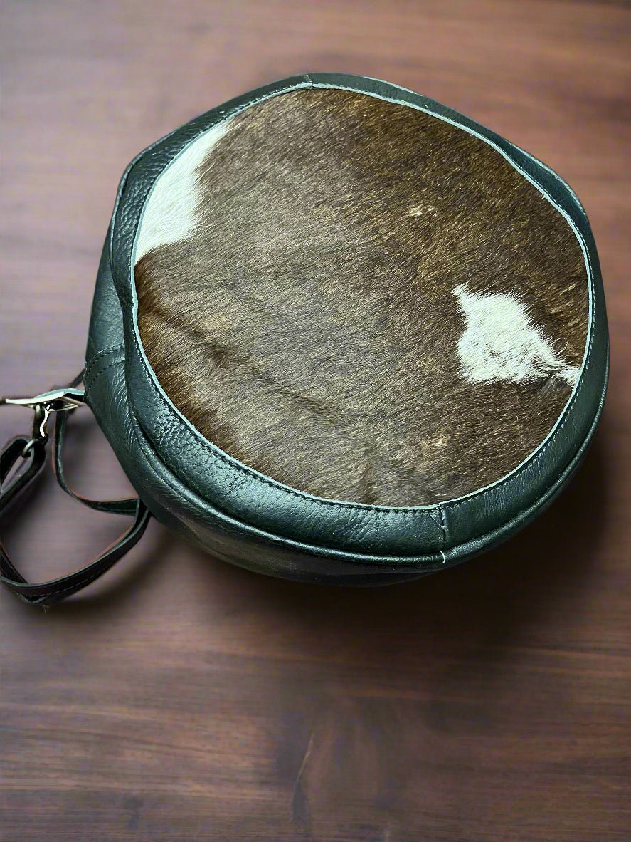 Canteen Bag - Green Leather & Hair on Hide