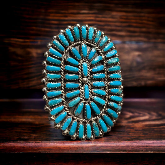 Turquoise & Sterling Cluster Ring by Philena Byjoe - Size 8