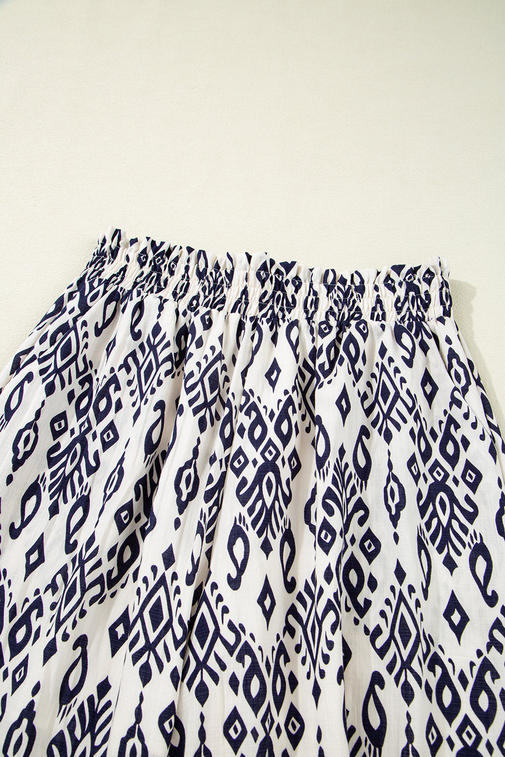 Boho Smocked High Waist Wide Leg Pants