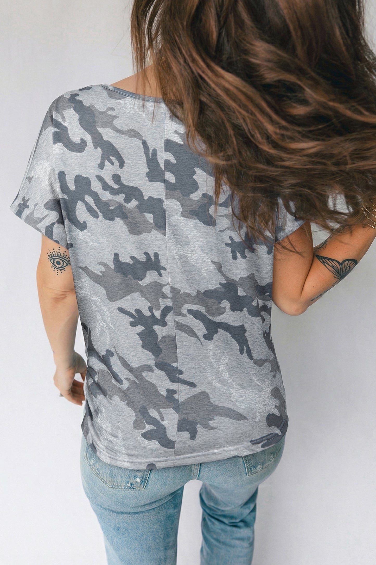 Camo Short Sleeve Round Neck T-Shirt