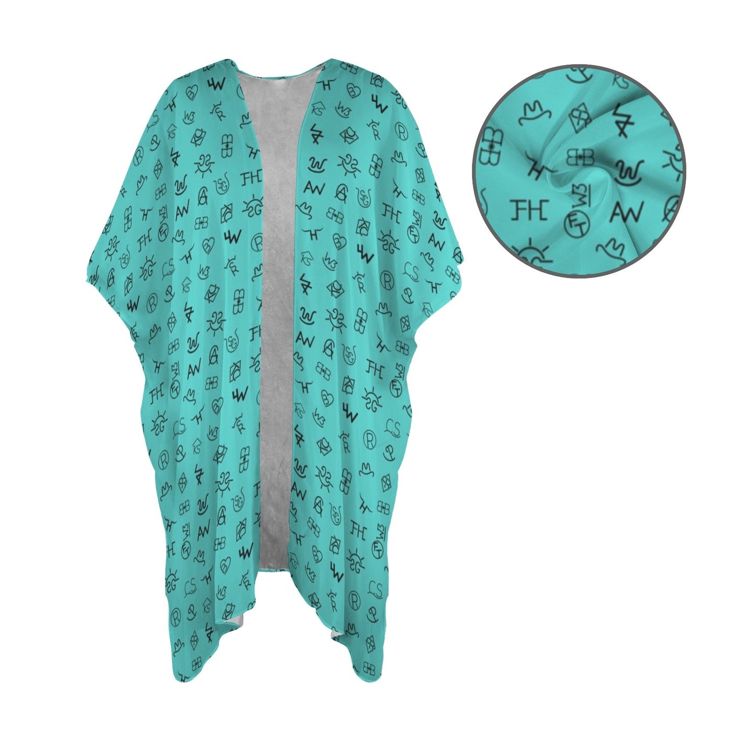 Turquoise Brands Duster Kimono Coverup