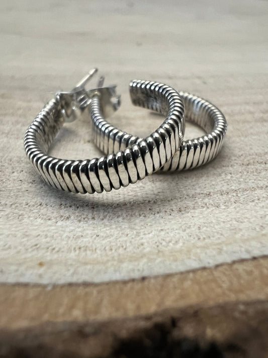 Elaine Tahe Sterling Silver Hoop Earrings