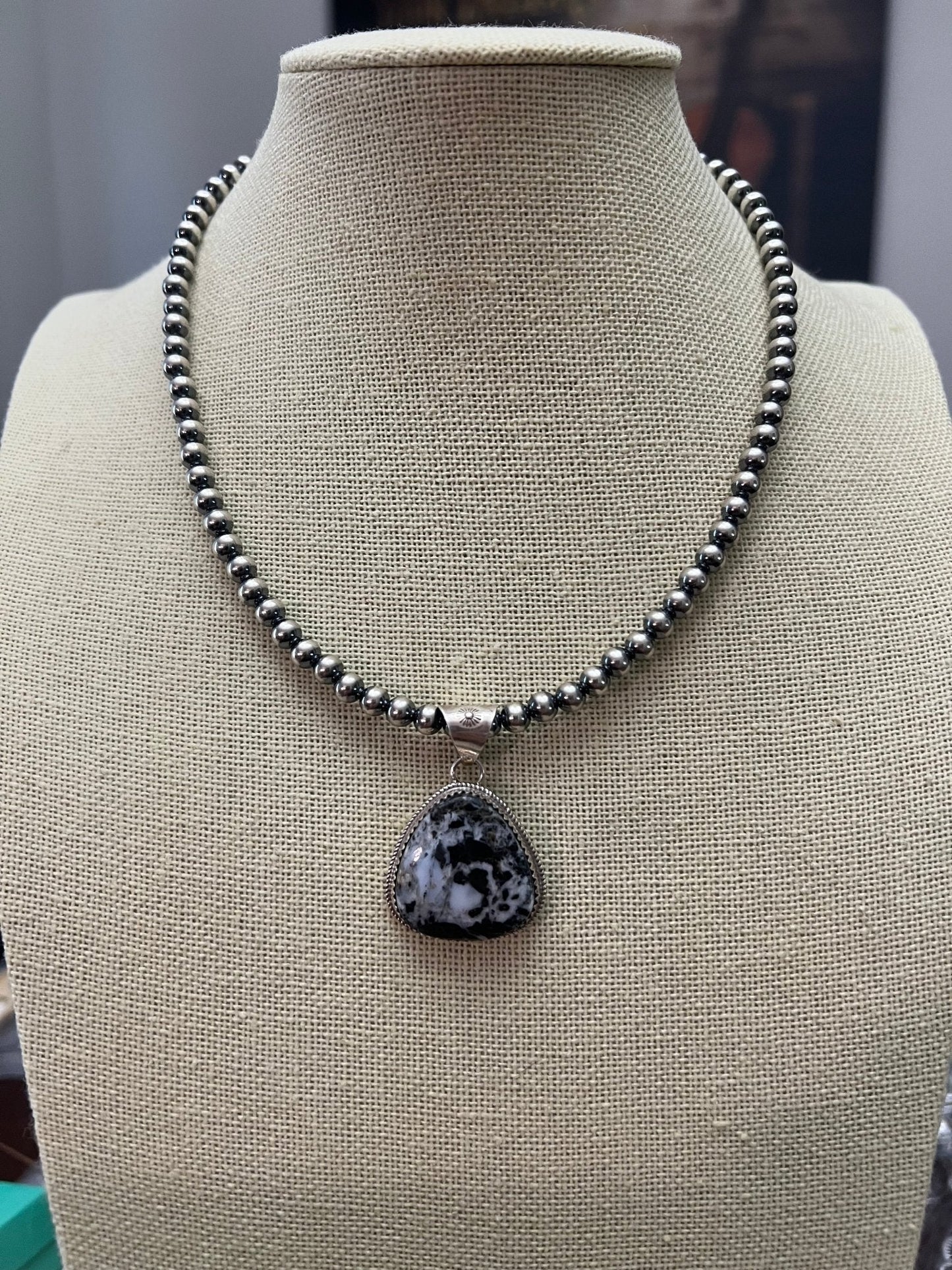 Ernest Hawthorne White Buffalo & Sterling Silver Pendant