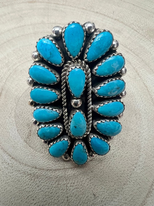 Eunise Wilson Turquoise & Sterling Silver Ring Size 8