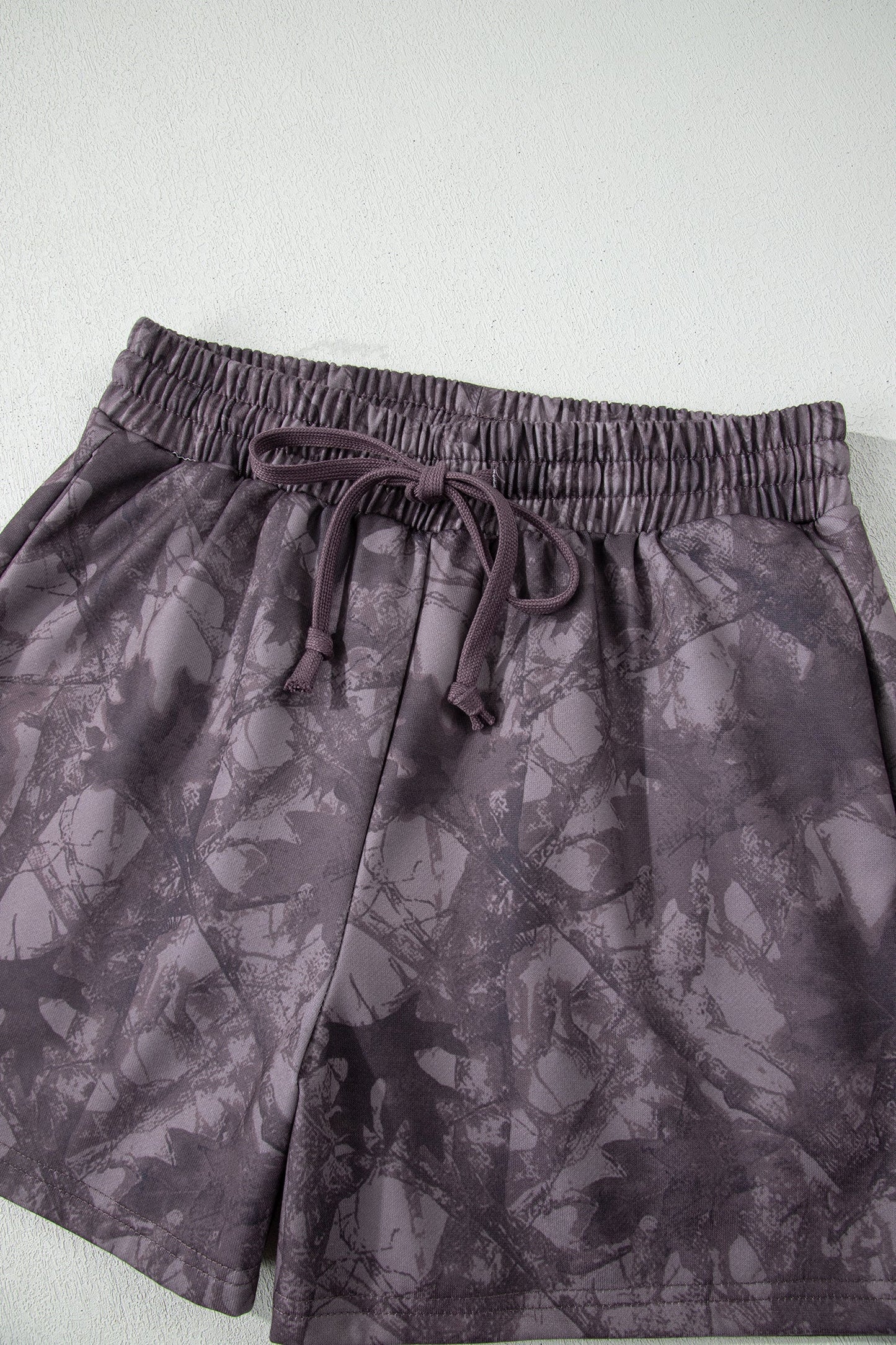 Abstract Camo Pullover & Drawstring Shorts Set