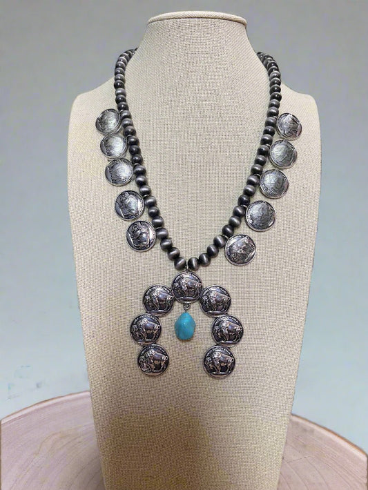 Faux Buffalo Coin Squash Blossom Set