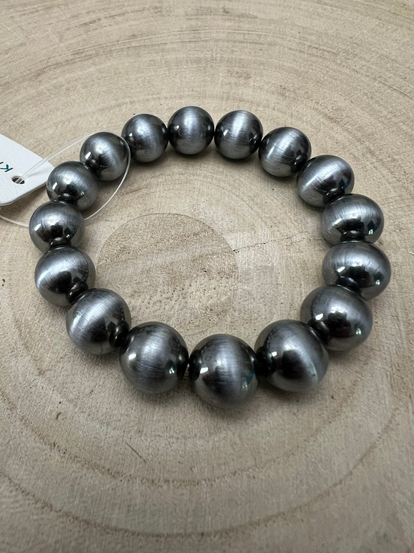Faux Sterling Pearl Stretch Bracelet - 11 mm faux pearls