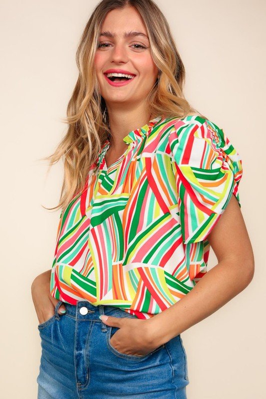 Geometric Notch Neck Top - Medium available