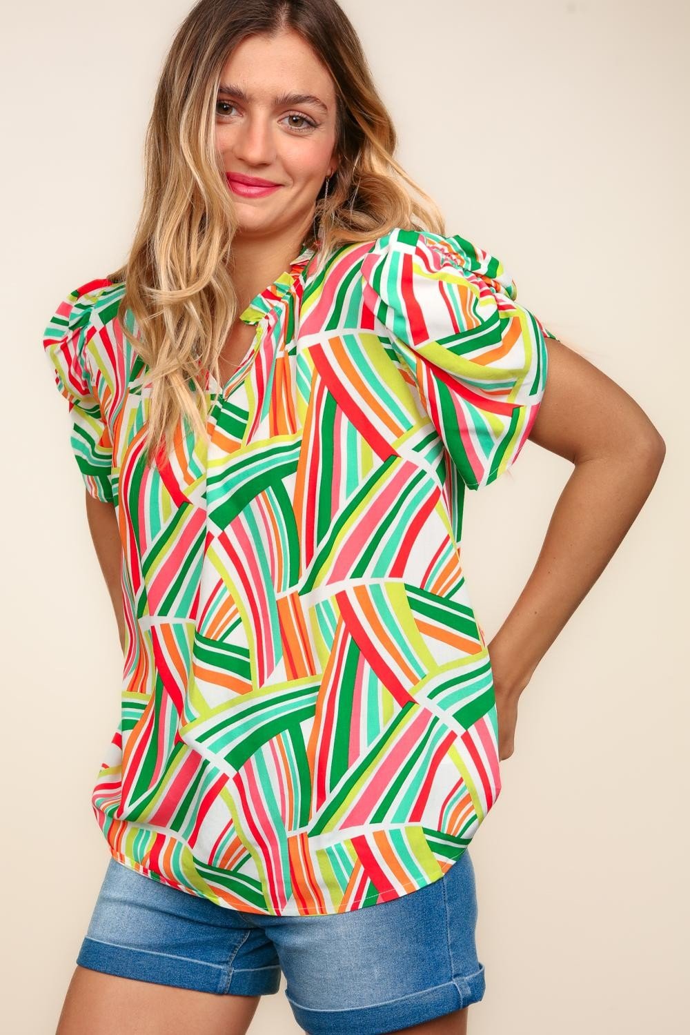 Geometric Notch Neck Top - Medium available