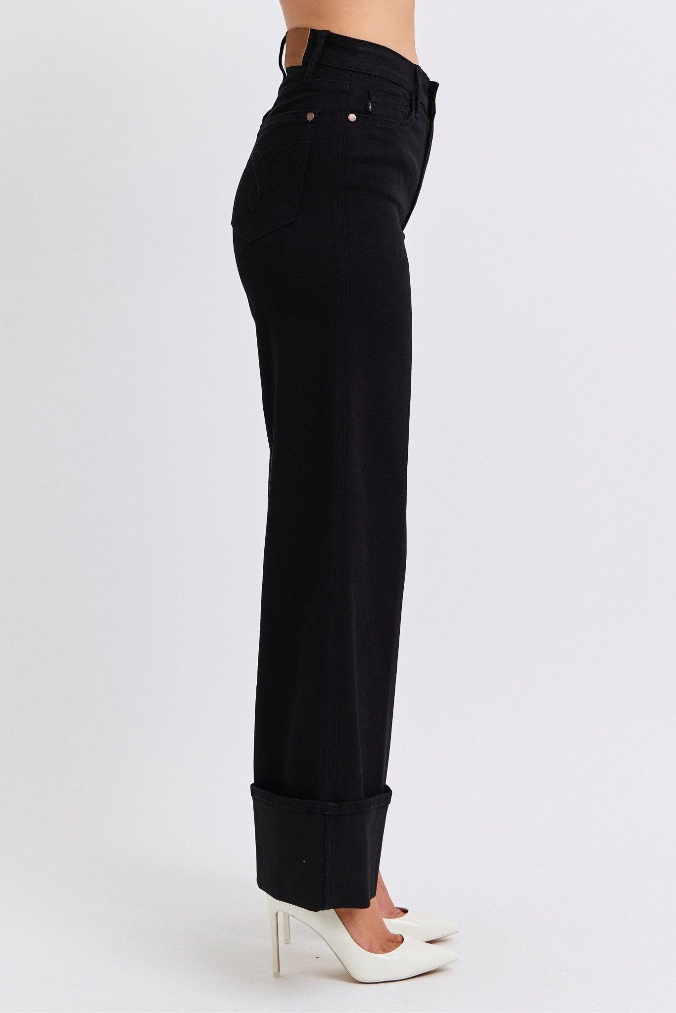 Judy Blue Black Retro Wide Cuffed Leg Jean - size 9 remains