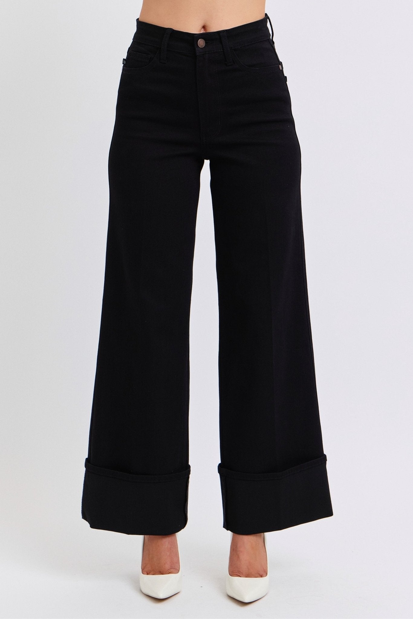 Judy Blue Black Retro Wide Cuffed Leg Jean - size 9 remains