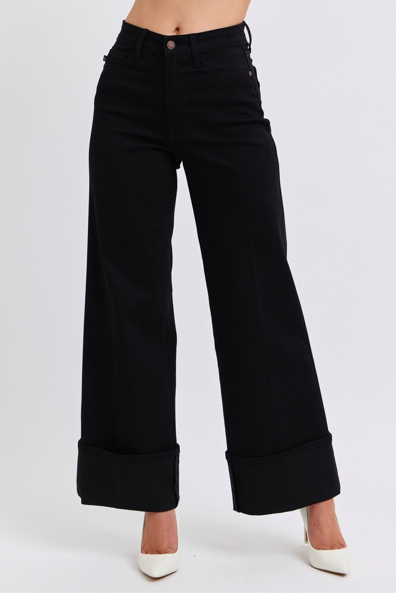 Judy Blue Black Retro Wide Cuffed Leg Jean - size 9 remains