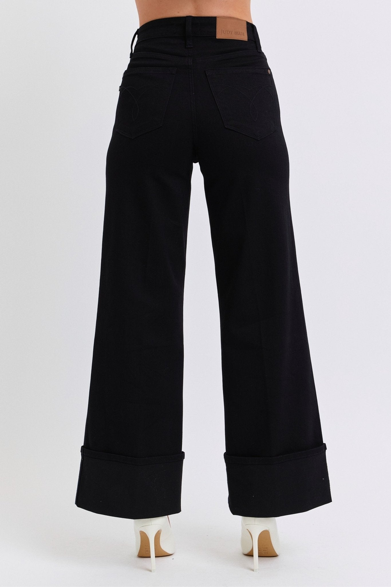 Judy Blue Black Retro Wide Cuffed Leg Jean - size 9 remains
