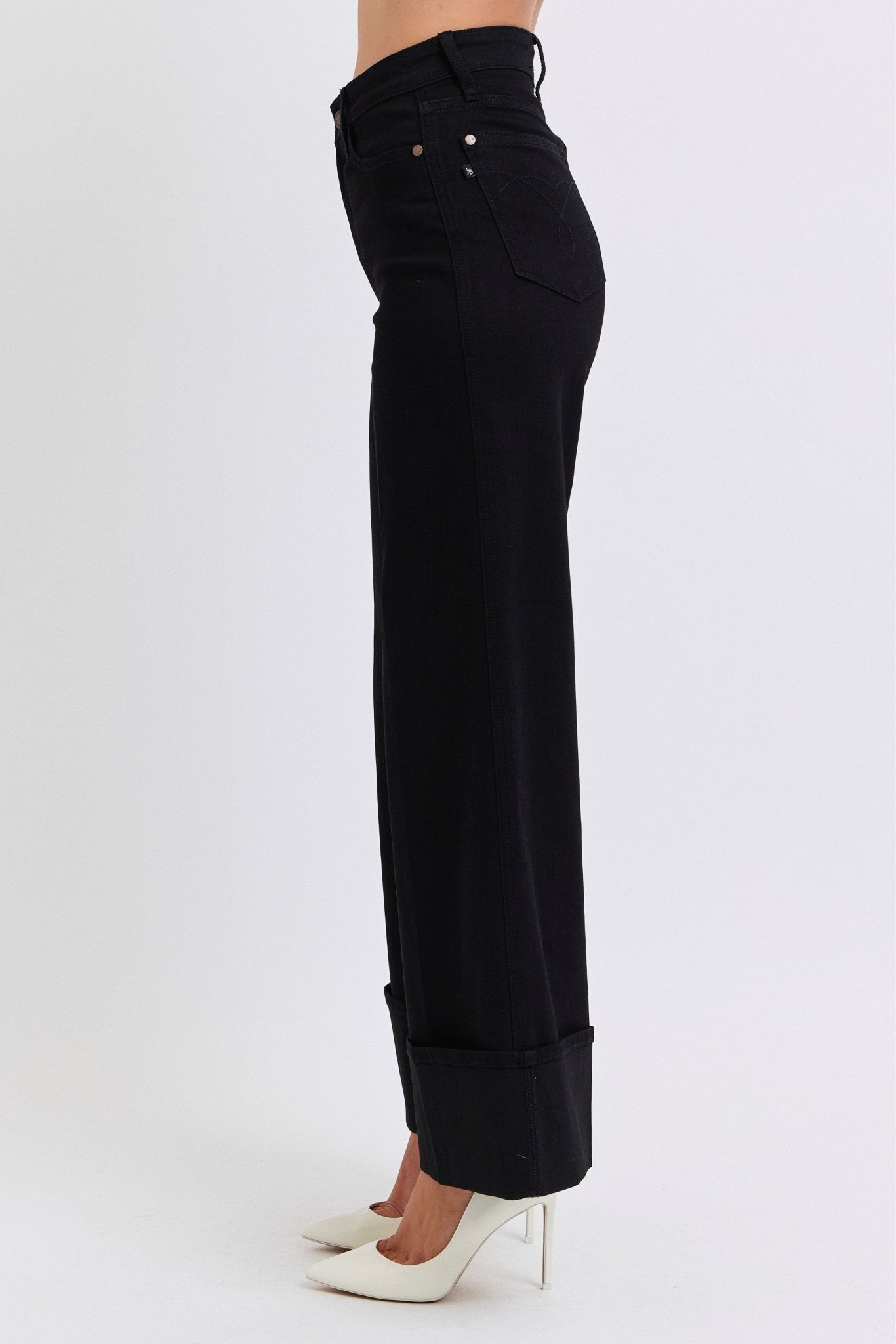 Judy Blue Black Retro Wide Cuffed Leg Jean - size 9 remains
