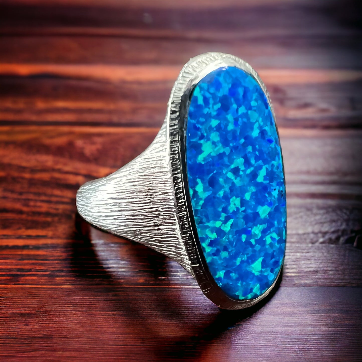 Large Opalite Ring on Sterling - Size 8