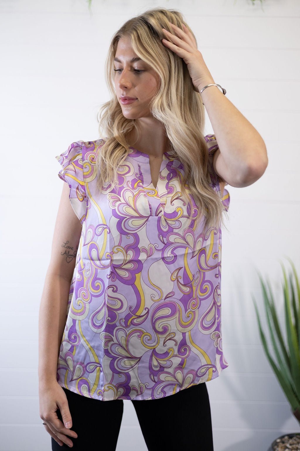 Lilac Split Neckline Blouse