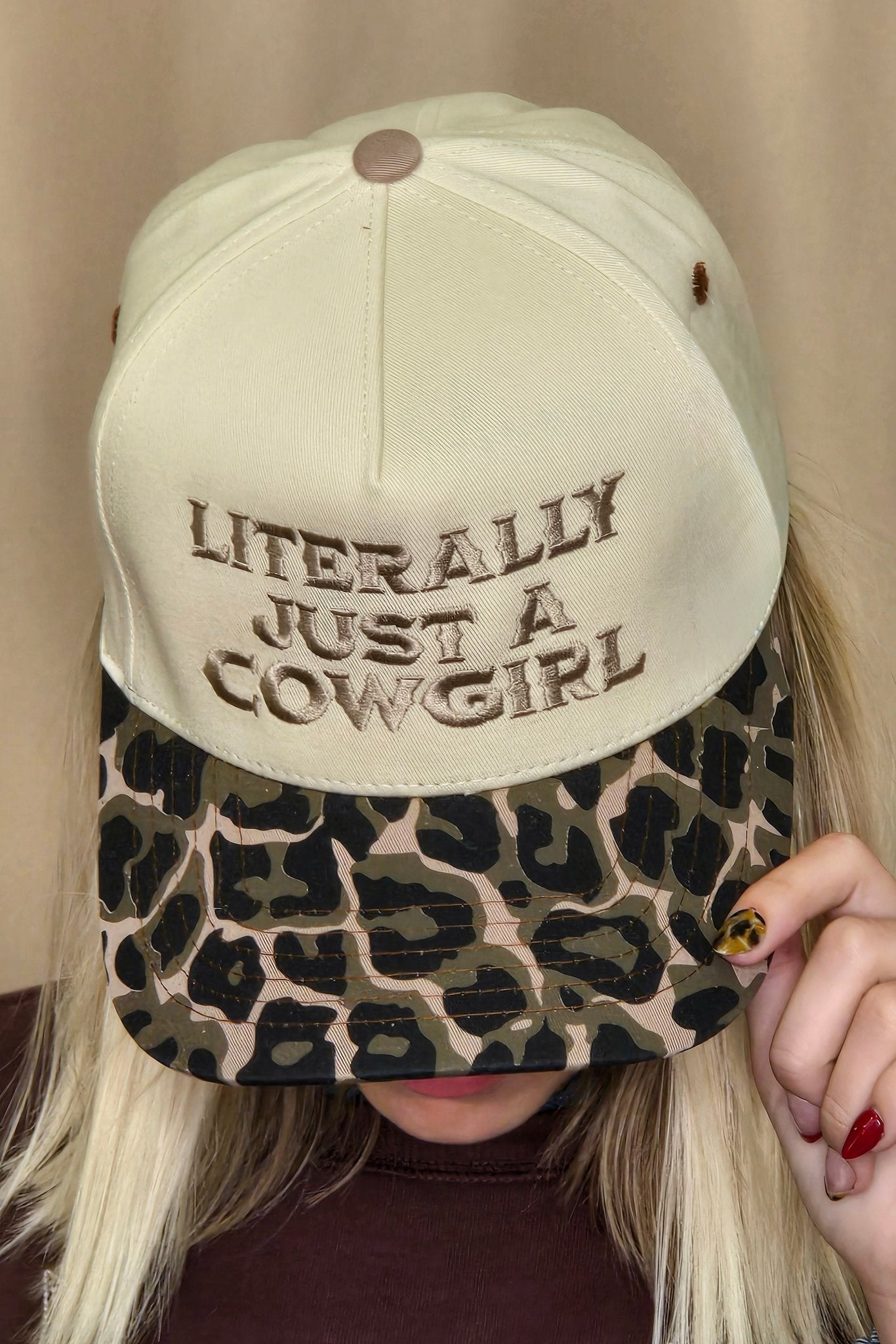 Literally Just a Cowgirl Leopard Trucker Hat