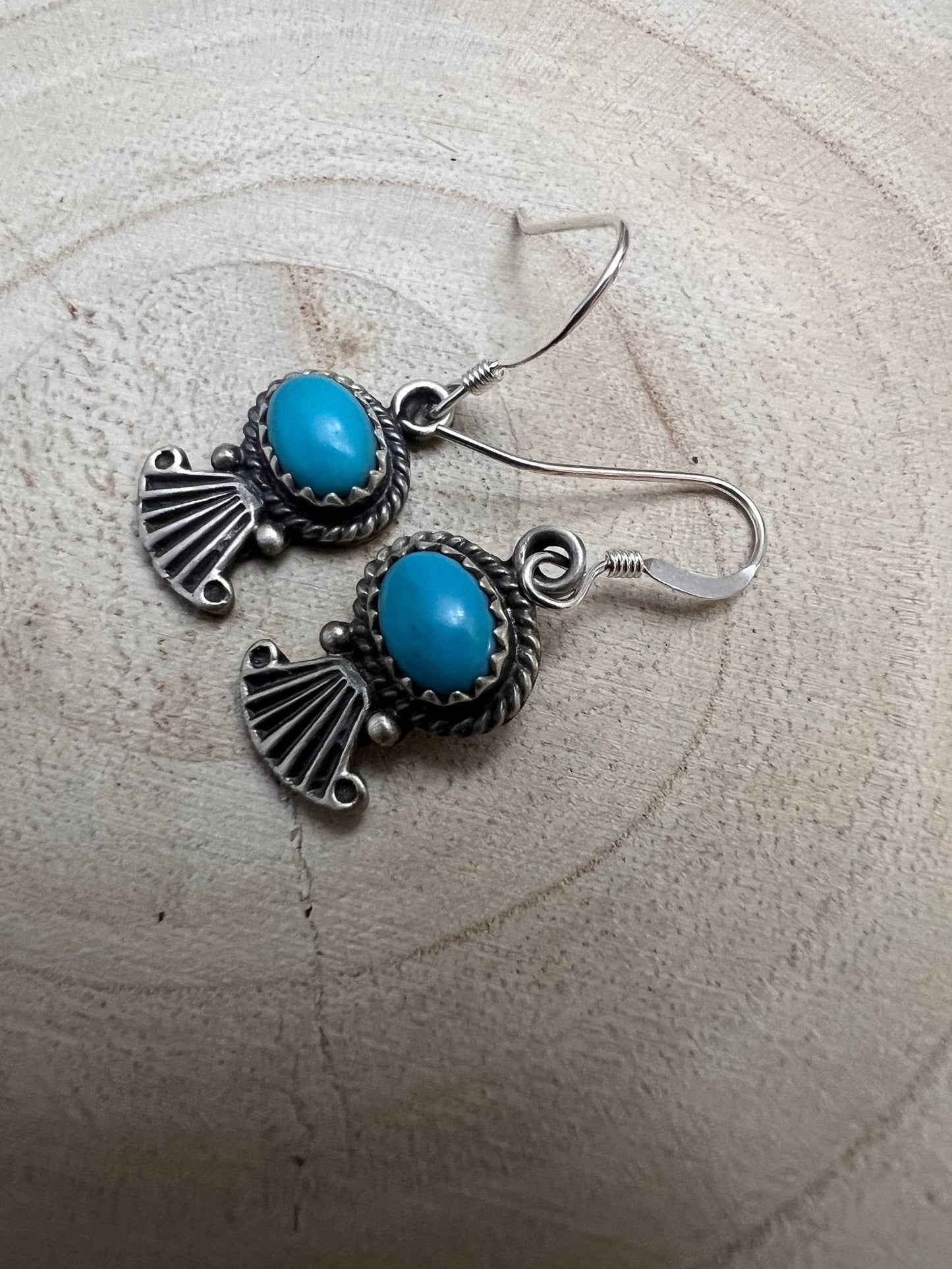 Navajo Handmade Kingman Turquoise Earrings by Sharon McCarthy