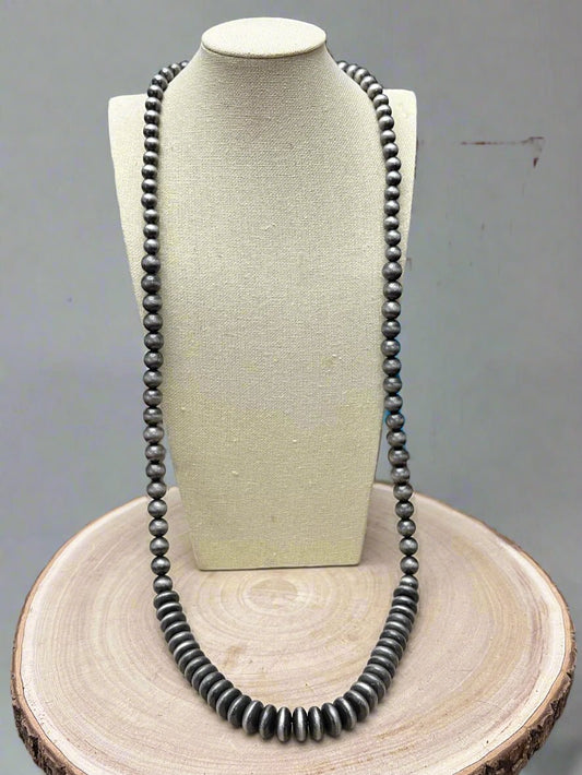 Navajo Style Pearl Necklace & Earring Set - 48 inch