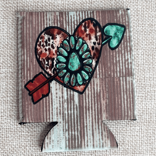 No Fringe Regular Turquoise Stone Heart Koozie