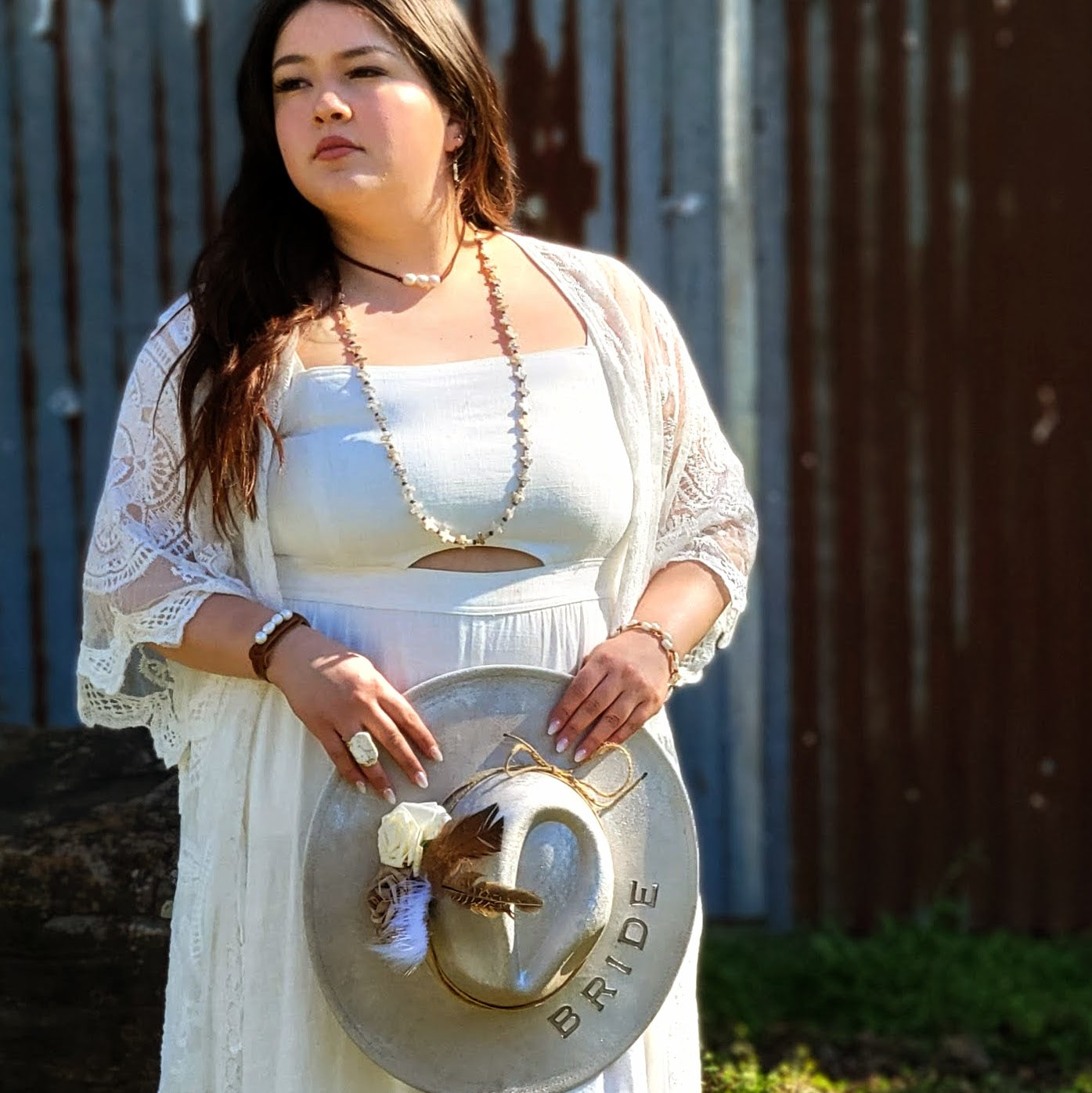 **Chunky White Turquoise Slab on Hammered Gold Cuff RingBase 012s
