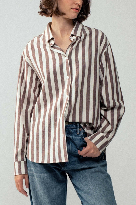 Outlaw Button Down Collared Shirt- Brown and Olive