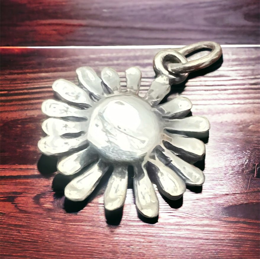 Petite sterling daisy with bronze charm/pendant