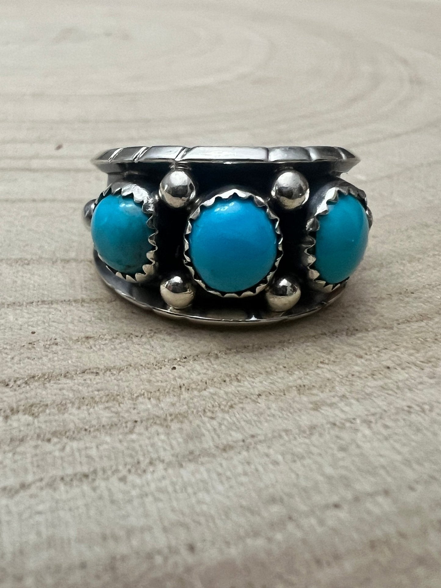 Reed Charley Navajo Handmade  Kingman Turquoise Ring