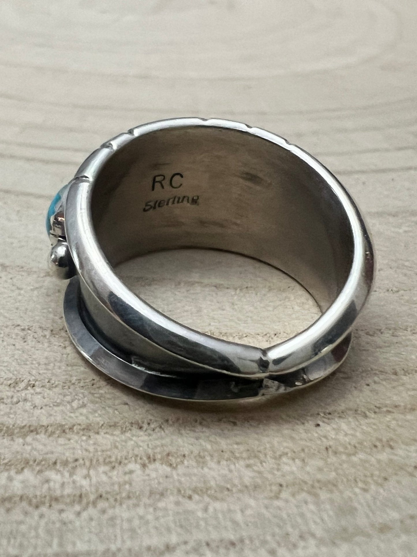 Reed Charley Navajo Handmade  Kingman Turquoise Ring