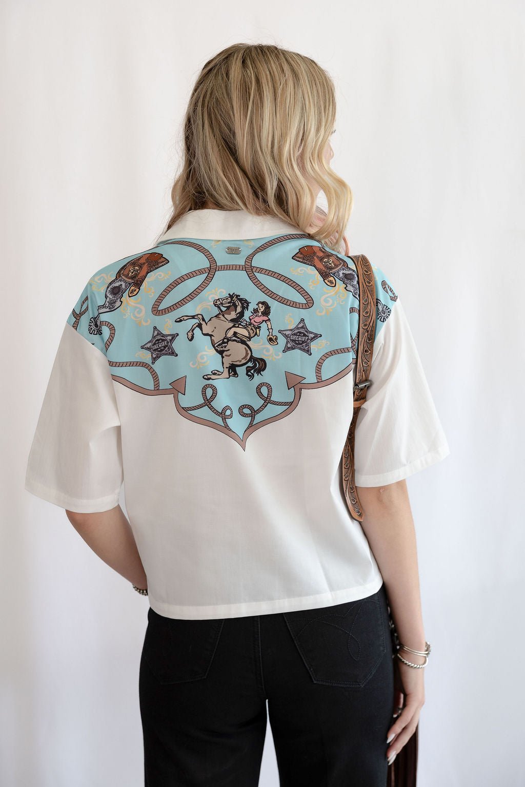 Silver Screen Button Down Short Sleeve Top - small and medium available