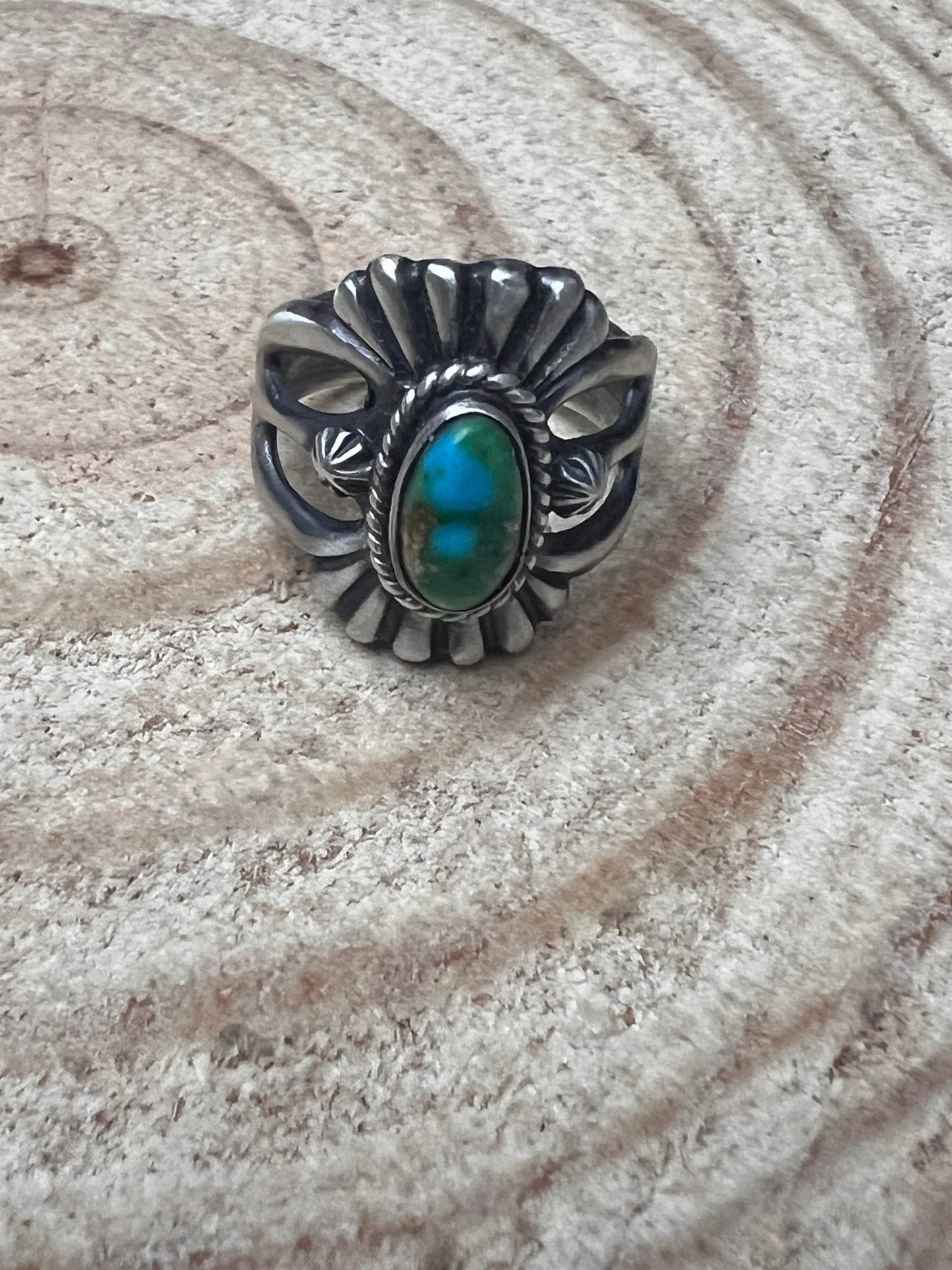 Sonoran Gold Sunray Ring by Victor Coriz - Size 9.5