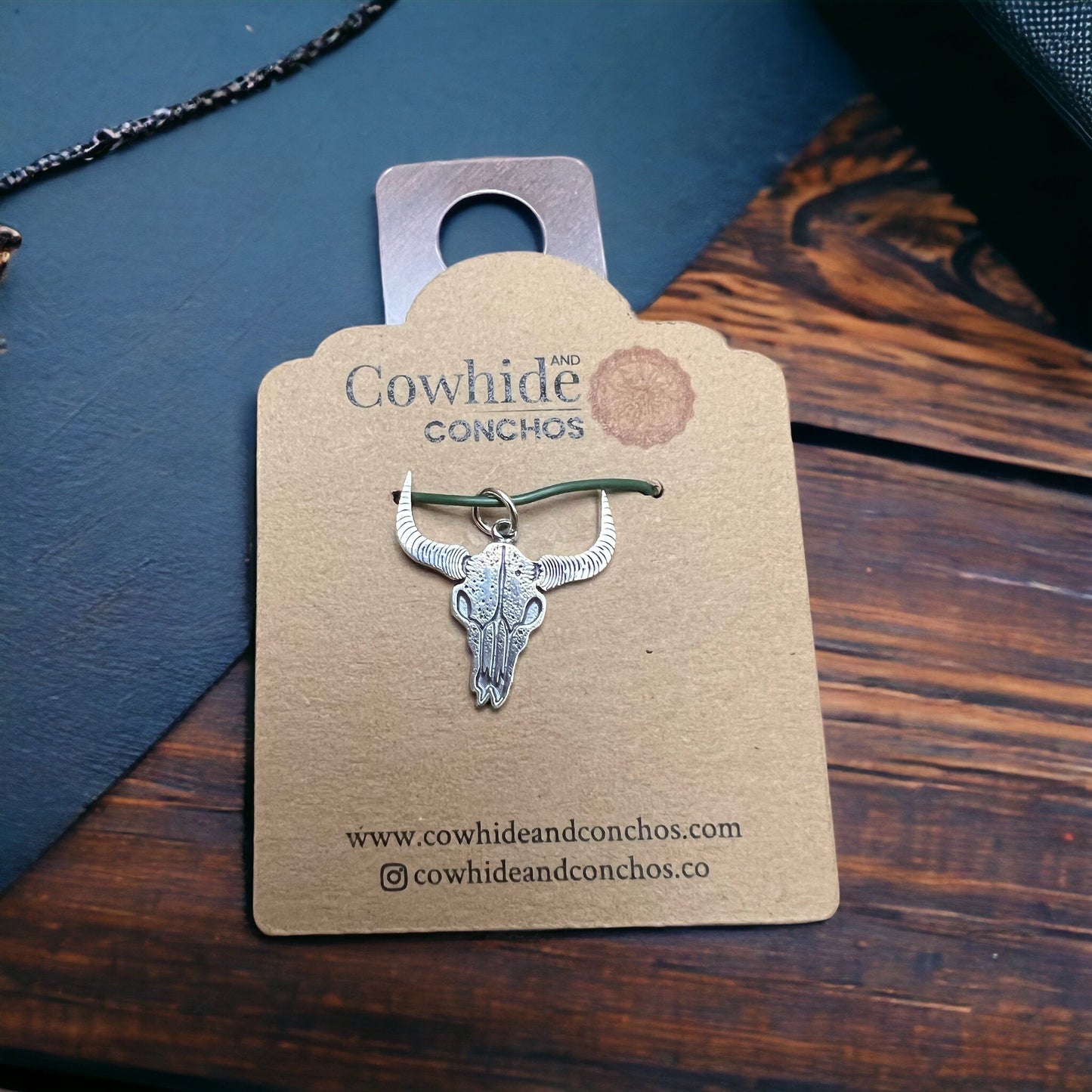 Sterling cow skull charm/pendant
